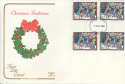 1986-12-02 Christmas 12p Gutter Block FDC (11489)