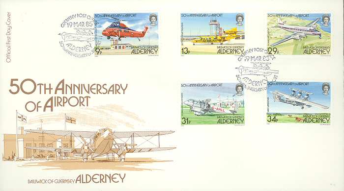 1985-03-19 Alderney Airport Stamps FDC (1340)