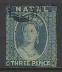 Natal 1859 Three Pence Blue Used (22011)