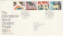 1981-03-25 Year of Disabled Bureau FDC (48541)
