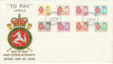 1975-01-08 IOM To Pay Labels Douglas FDC (50590)