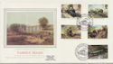 1985-01-22 Famous Trains Stamps Kings Cross Silk FDC (57717)