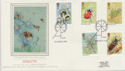 1985-03-12 Insect Stamps Writhlington School Silk FDC (57784)