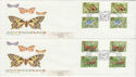 1981-05-13 Butterflies Gutter Stamps Leicester x2 FDC (61788)