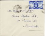 King George VI Stamp Used on Cover 1949 Manchester (66824)