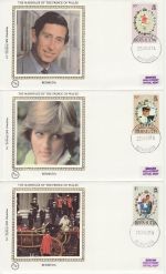 1981-07-22 Bermuda Royal Wedding Stamps x3 FDC (68845)