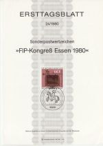 1980-11-13 Germany FIP Congress Essen Stamp FDC (71257)