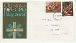1967-11-27 Christmas London SW + Backstamped FDC (73288)