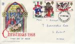 1968-11-25 Christmas Stamps Harrow FDC (73833)