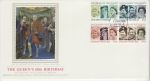 1986-04-21 Queens 60th Stamps Coventry Silk FDC (74719)