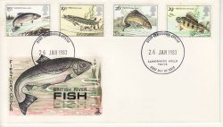 1983-01-26 River Fish Stamps Powys Mercury FDC (76534)