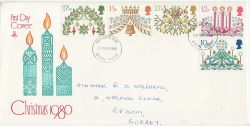 1980-11-19 Christmas Stamps Epsom FDC (76617)