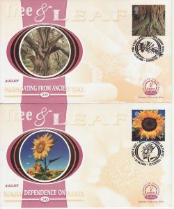 2000-08-01 Tree and Leaf Stamps x4 Benham FDC (76753)