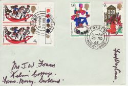 1968-11-25 Christmas T/L Stamps Forres cds FDC (77014)