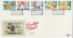 1989-01-31 Greetings Stamps Hyde PPS Silk FDC (77106)