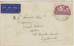 Australia to England Cover 1934 Airmail Stamp (77294)