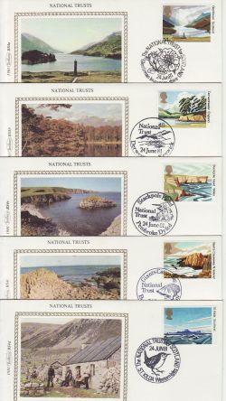 1981-06-24 National Trust Stamps x5 Benham Silk FDC (77451)