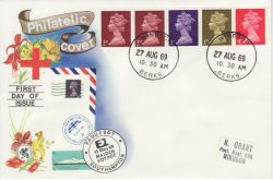 1969-08-27 Definitive Coil Stamps Windsor cds FDC (77700)