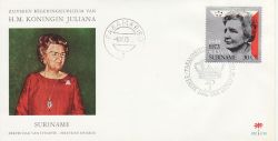 1973-09-12 Suriname Queen Juliana Reign Stamp FDC (77792)