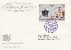 1977-02-07 Cook Islands Silver Jubilee Stamps FDC (77845)