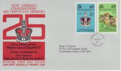 1977-02-07 New Hebrides Stamps Silver Jubilee FDC (77870)