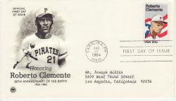1984-08-17 USA Baseball Roberto Clemente Stamp FDC (78462)