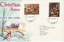 1967-11-27 Christmas Stamps Cardiff FDC (78805)