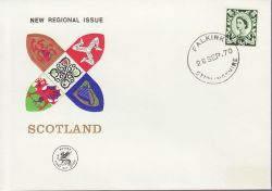 1970-09-28 9d Deep Green Scotland Stamp Falkirk cds FDC (79063)