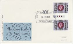 1977-06-15 Silver Jubilee T/L Gutter Stamps Croydon FDC (79124)