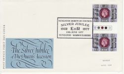 1977-06-15 Silver Jubilee T/L Gutter Stamps Nuneaton FDC (79127)
