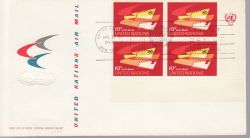 1969-04-21 United Nations Airmail Block of 4 Stamps FDC (79166)