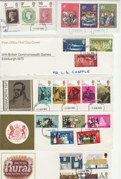 1970 FDC Cut Outs x 6 Sets For FU Stamps (79253)