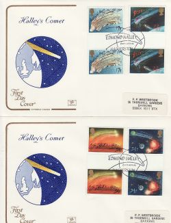 1986-02-18 Halley's Comet Gutters Haggerston x2 FDC (79429)