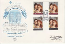 1986-07-22 Royal Wedding Gutter Stamps London SW1 FDC (79494)