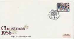 1986-12-02 Christmas Stamp Glastonbury FDC (79545)