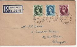 1954-02-08 Wilding Definitive Stamps Glasgow cds FDC (80293)