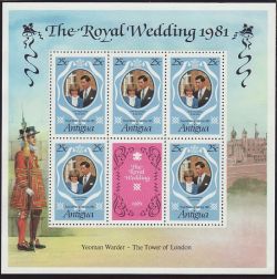 Antigua 1981 Royal Wedding Stamps x3 S/S MNH (80371)