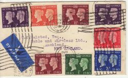 KGVI Stamps Used on Cover UK to New Zealand (80565)