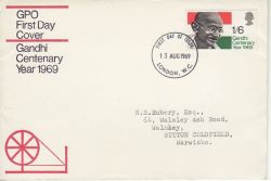 1969-08-13 Gandhi Stamp London FDC (80616)