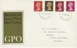 1968-02-05 Definitive Stamps London FDC (80630)