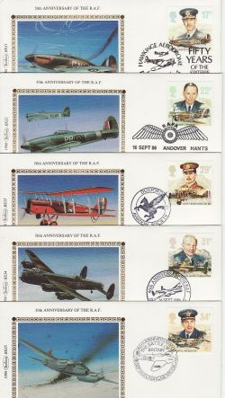 1986-09-16 Royal Air Force Stamps x5 Benham FDC (80828)