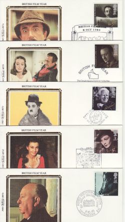 1985-10-08 British Films Stamps x5 Benham FDC (80829)