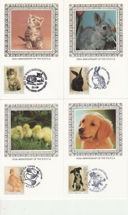 1990-01-23 RSPCA Stamps x4 Benham Cards FDC (80957)