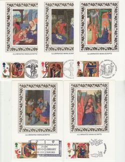 1991-11-12 Christmas Stamps x5 Benham Cards FDC (80977)