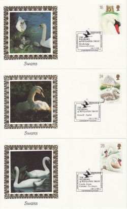 1993-01-19 Swans Stamps x5 Benham Cards FDC (80991)