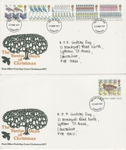1977-11-23 Christmas Stamps Liverpool x2 FDC (81055)