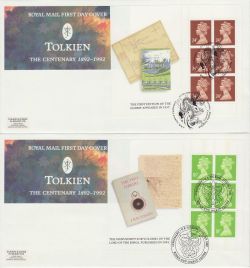 1992-10-27 Tolkien Bklt Stamps Full Panes x4 FDC (81060)