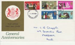 1970-04-01 Anniversaries Stamps Fareham FDC (81069)