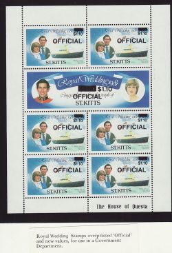 1981 St Kitts Royal Wedding OFFICIAL 1.10 Stamps MNH (81144)