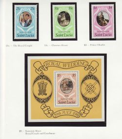 1981 St Lucia Royal Wedding Stamps + $5 S/S MNH (81176)
